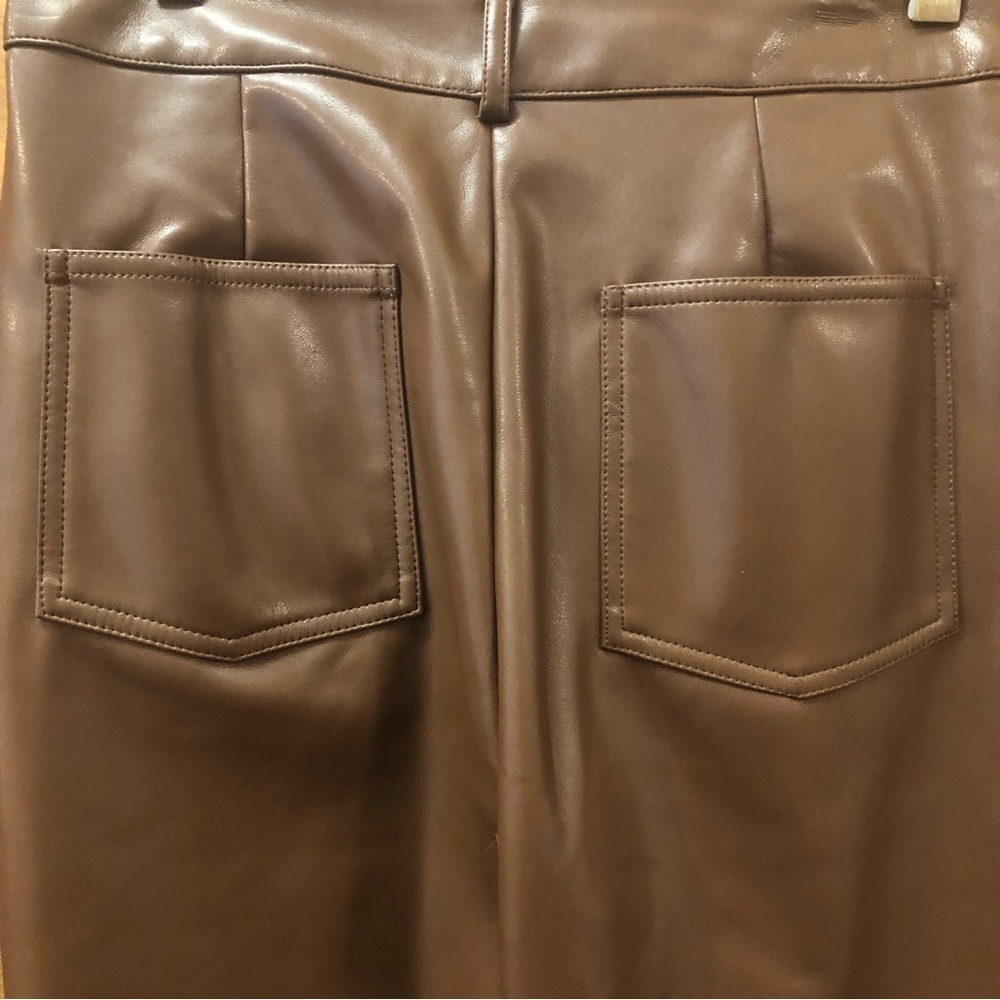 BAR III/ Sophia Richie/ NWT/ Brown Faux Leather pants/Size 6 - Picture 6 of 11